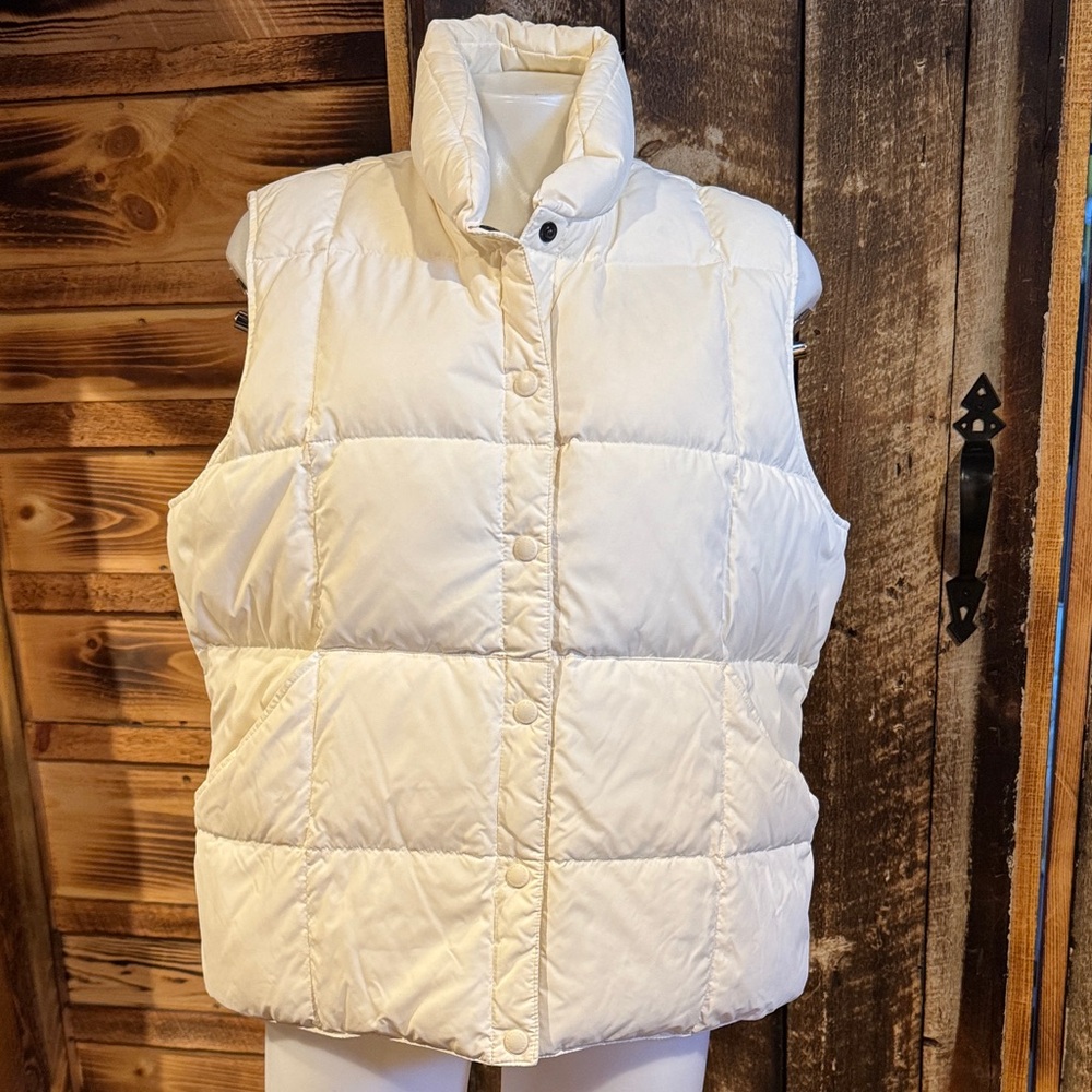 Lands End Cream Puffer Down Vest